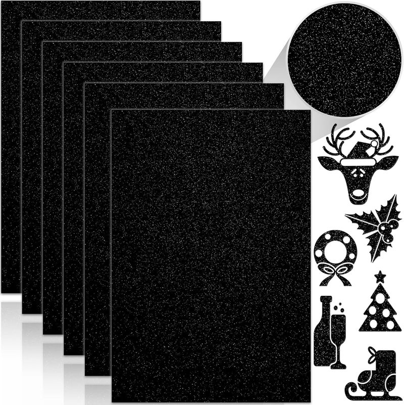 Twavang 24 Sheets Black Glitter Cardstock Paper, A4 Premium Sparkly Paper for Scrapbook, DIY Projects, Party Decoration, Gift Box Wrapping 250GSM/92lb - Image 1